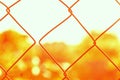 Old metal mesh with split links. Concept of separation process, moral separation Royalty Free Stock Photo