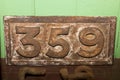 Old metal numbers very chunky Royalty Free Stock Photo