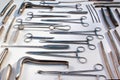 Old metal obstetric, gynecological and urological instruments Royalty Free Stock Photo