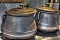 Old metal pots Royalty Free Stock Photo
