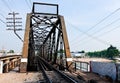 Old metal railway bridge Royalty Free Stock Photo