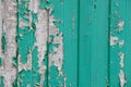 Old metal shabby green fence. Background with place for text