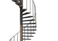 The old metal spiral staircase on isolated white background with clipping path Royalty Free Stock Photo