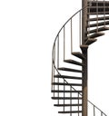 The old metal spiral staircase on isolated white background with clipping path Royalty Free Stock Photo