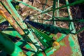 Old metal staircase in a disused tower in a natural area