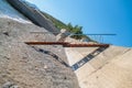 Old metal staircase leading towards sea Royalty Free Stock Photo