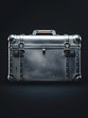 Retro metal suitcase on black background. Royalty Free Stock Photo