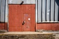 Old metal warehouse door, hangar gate Royalty Free Stock Photo