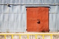 Old metal warehouse door, hangar gate Royalty Free Stock Photo