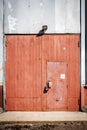 Old metal warehouse door, hangar gate Royalty Free Stock Photo