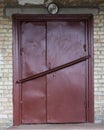 Old metal warehouse door, hangar Royalty Free Stock Photo