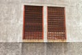 Old metal windows oxidated from a residential building