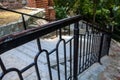 Old metallic handrail close-up photo