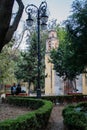 Old Mexican Church surrounded by trees in Coyoacan