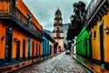 Old Mexican city. San Jose del Pacifico streets. Cinematic photograph