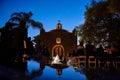 Old Mexican hacienda wedding with deep blue sky
