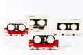 Old micro audio tapes isolated on white background Royalty Free Stock Photo