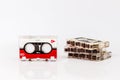 Old micro audio tapes isolated on white background Royalty Free Stock Photo