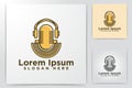 Old Microphone and earphone Logo Designs Vector Illustration