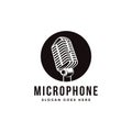 Old microphone logo, podcasting logo icon vector template