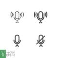 Old Microphone in trendy line style for podcast, record, broadcasting instrument