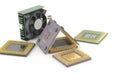 Old microprocessors with fan Royalty Free Stock Photo