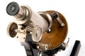 Old microscope closeup Royalty Free Stock Photo