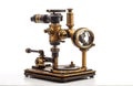 Old microscope on white background Royalty Free Stock Photo