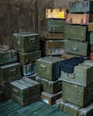 Old military ammunition boxes
