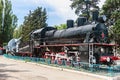 Old military armored train with the words