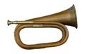 Old military bugle isolated. Royalty Free Stock Photo