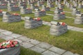 old military cemetery, rows of graves at a military burial ground of World War II