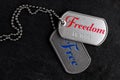 Old military dog tags - Freedom is not Free Royalty Free Stock Photo