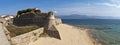 Old military fort on sea coast with sandy beach in Ajaccio, France. Royalty Free Stock Photo