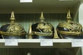 Old military German helmets in museum in Belfort France
