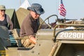 Old military jeep with his equipment exhibition Royalty Free Stock Photo