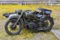 OLD MILITARY MOTOR BIKE. Two-wheeled vehicle of the second world war Royalty Free Stock Photo