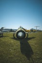 Old military plane. fighter, bomber. Housing, chassis, aircraft engines