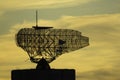 Old military radio tower antenna at sunset Royalty Free Stock Photo