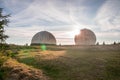 The old military tracking system base with radar antenna located in Ukrainian Carpathians Royalty Free Stock Photo