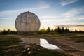 The old military tracking system base with radar antenna located in Ukrainian Carpathians Royalty Free Stock Photo