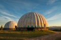 The old military tracking system base with radar antenna located in Ukrainian Carpathians Royalty Free Stock Photo