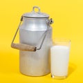 Old Milk Canister and glass Royalty Free Stock Photo