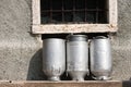 Old Milk Cans Made of Aluminum Royalty Free Stock Photo