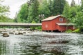 Old mill, dam and threshold on the river Jokelanjoki, Kouvola, Finland Royalty Free Stock Photo
