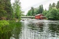 Old mill, dam and threshold on the river Jokelanjoki, Kouvola, Finland Royalty Free Stock Photo