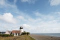 The Old Mill House, with beach and sky. Aldeburgh, Suffolk. UK