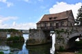 Old mill on the medieval bridge in Vernon Royalty Free Stock Photo