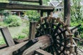 Old mill wooden water wheel in China Royalty Free Stock Photo
