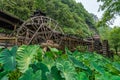 Old mill wooden water wheels in China Royalty Free Stock Photo